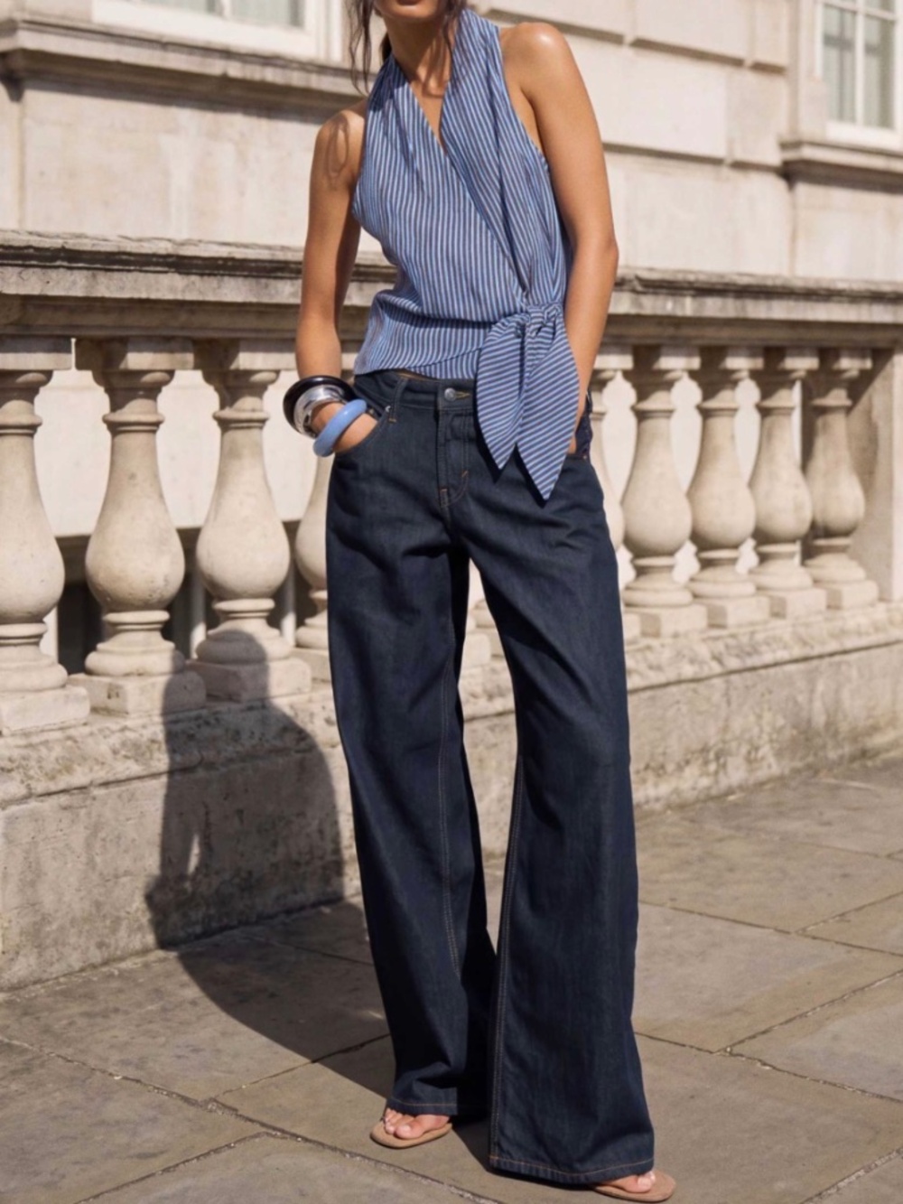 Motel roomy extra wide low rise jeans in indigo w30 L 34